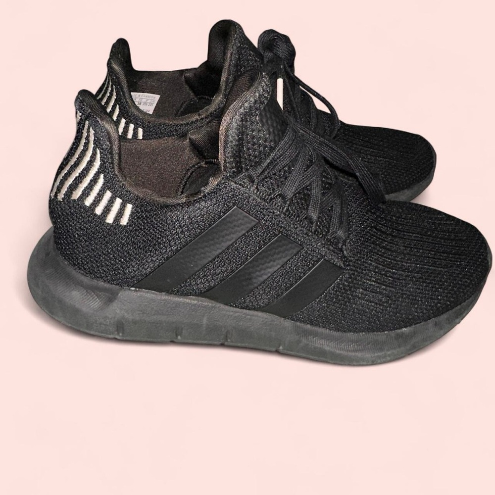 Adidas Black and White Knit Running Shoes